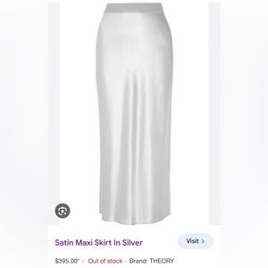 Theory silver satin midi skirt